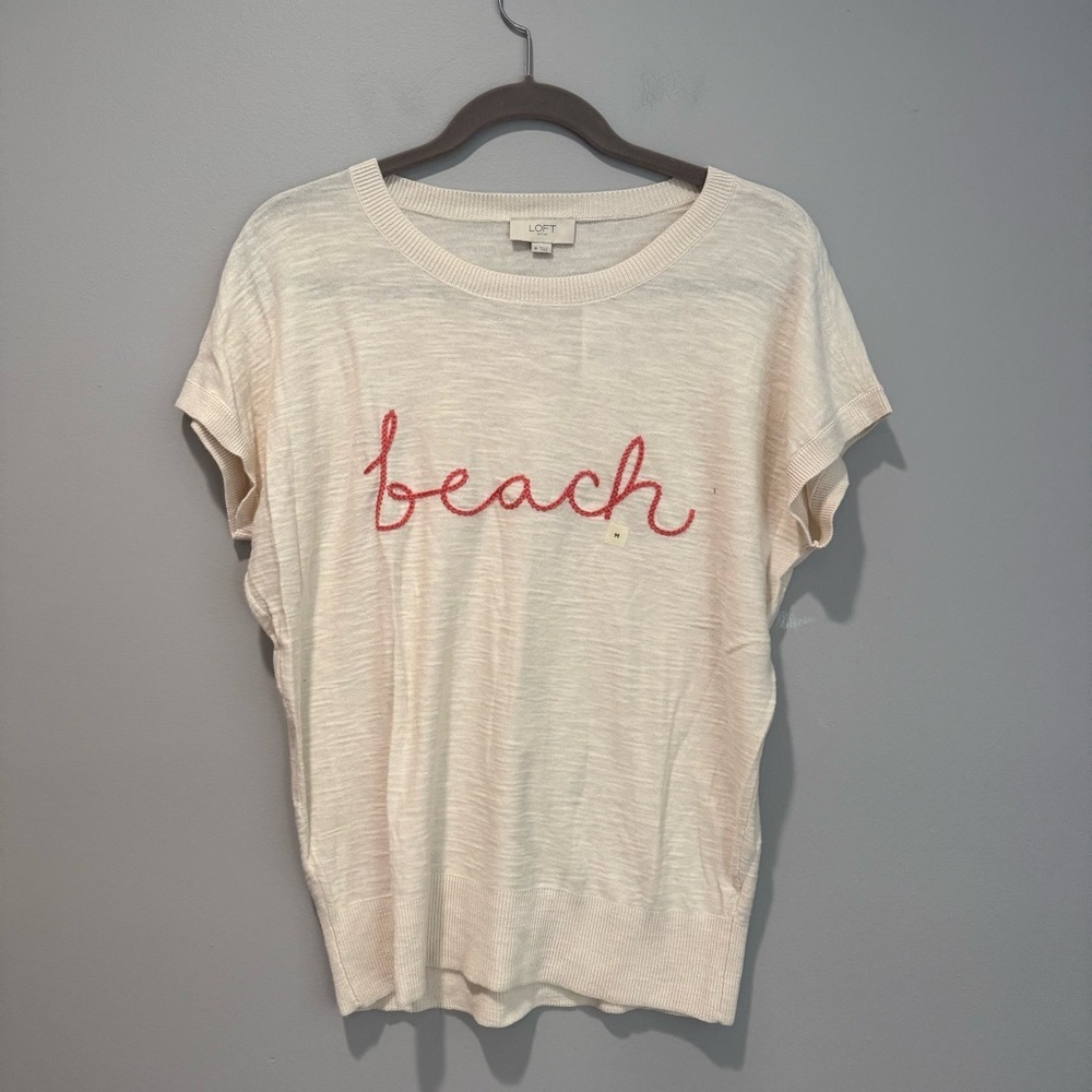 LOFT Cream Cap Sleeve Relaxed Tee
